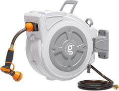 Giraffe Tools front view wall-mounted reel showing tidy storage and easy access