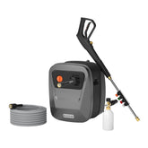 Giraffe Tools Grandfalls front view showing compact wall-mounted unit and control panel, space-saving benefit