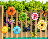 Gisafai front display set showing colorful flowers and butterflies, vivid curb appeal