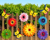 Gisafai front view of full 10-pack colorful metal flower set, vibrant outdoor accent