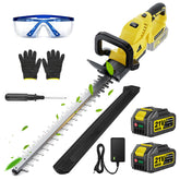 Gisam frontal view of 22-inch trimmer showing full body and blades, clear handling benefit