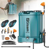 Gisam front view backpack sprayer showing tank and carry straps for efficient yard work