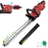 Givilo hedge trimmer front view showing full 22.4-inch blade and ergonomic handle benefit