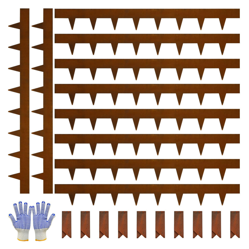 GJWCVL front view of 10-pack corten steel edging shows organized bundle and benefit durable border