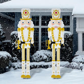 GlikCeil front view of nutcracker stakes showing festive, tall focal point