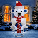 Glintoper front view of pre-lit polar bear showing cheerful holiday glow