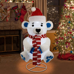Glintoper lighted polar bear on porch at night creating welcoming ambiance