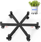 GLISWAM front view of metal plant caddy showing adjustable ring and sturdy frame, easy repositioning