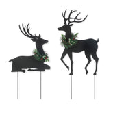 Glitzhome front view of two reindeer stakes showcasing seasonal curb appeal
