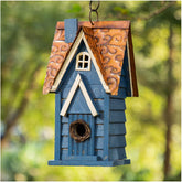 Glitzhome front view showing retro blue finish and inviting entrance benefit: decorative and functional