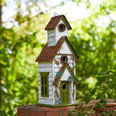 Glitzhome front view villa birdhouse shows decorative curb appeal