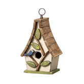 Glitzhome front view washed white birdhouse showing charm and curb appeal