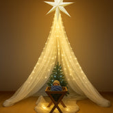 Glooglitter front display showing full nativity set and warm LEDs