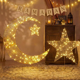 Glooglitter front view moon and star decoration brightens outdoor entryways