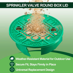 Glooglitter lid installed in ground valve box protecting sprinkler components
