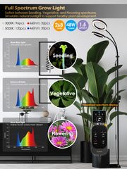 GLOWRIUM flexible gooseneck adjusted to focus light on a single plant