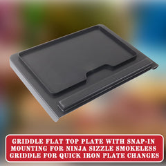 GLOWYE griddle plate installed in Ninja grill for secure snap-in convenience
