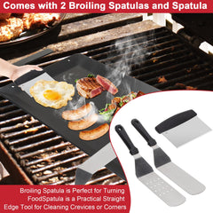 GLOWYE griddle on gas grill cooking steak for even sear and high heat benefit