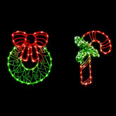 GMFINE wreath and candy cane front view showing festive glow and instant curb appeal