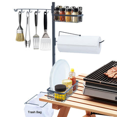 Go-komax front view assembled caddy showing organized grilling tools and condiments benefit quick access