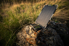 Goal Zero Nomad 5 kickstand angled for optimal sun capture benefit