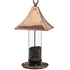 Good Directions pagoda front view showing copper roof and feeding tray benefit garden focal point