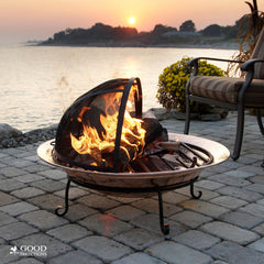 Good Directions spark screen in use on patio providing ember protection