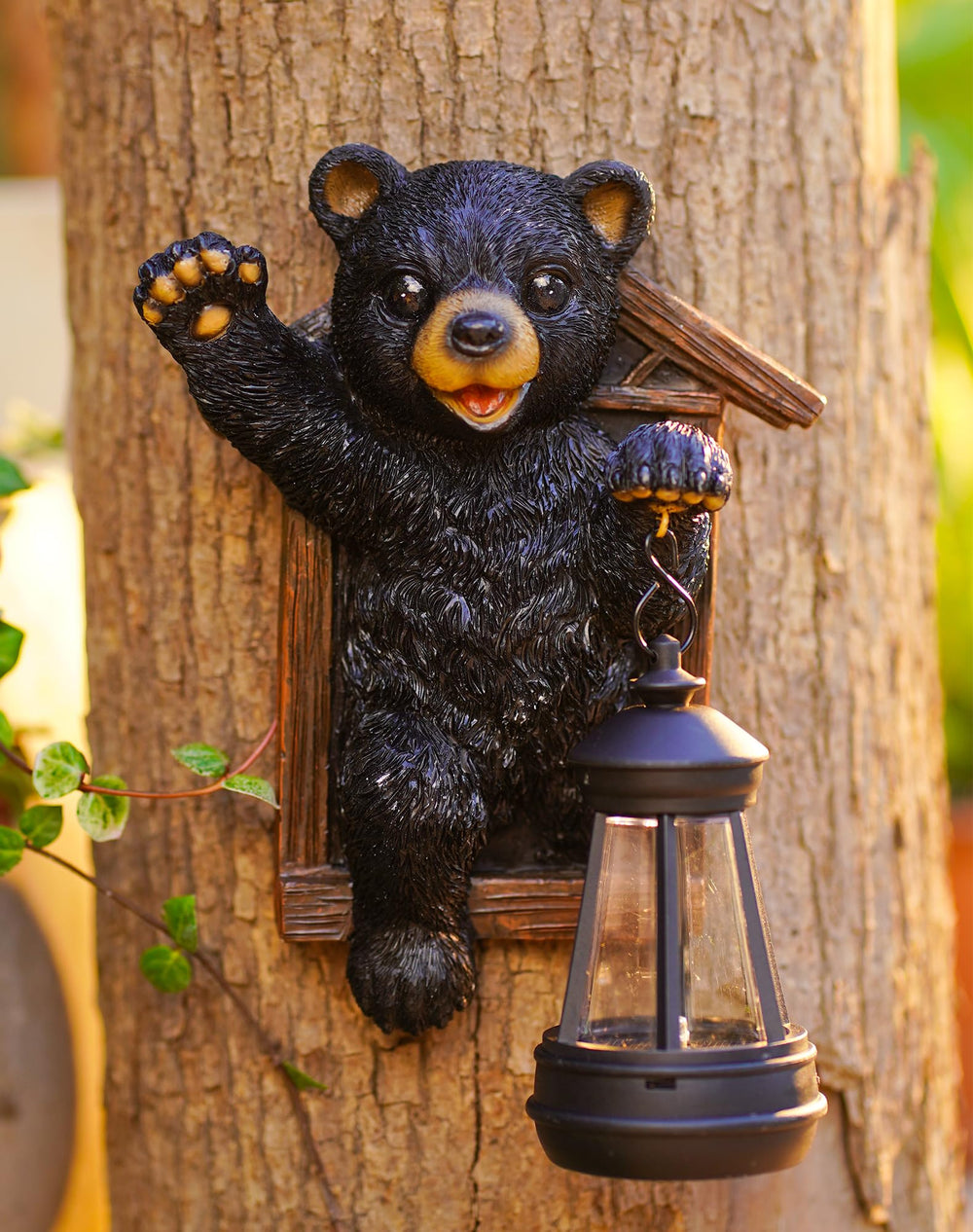 Goodeco front view of bear tree hugger showing decorative shape and appeal