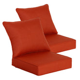Goodgoods front view of Quarry Red cushion set showing neat finish and vibrant color