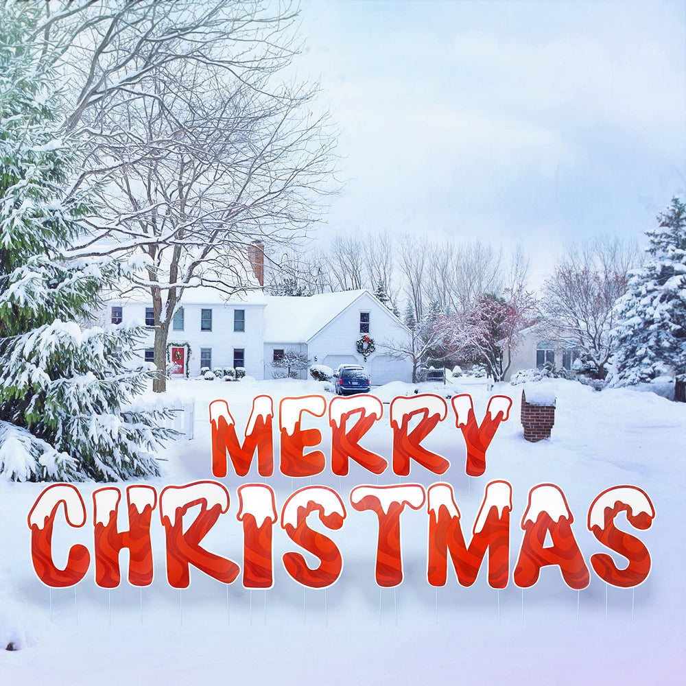 Goodies & Cheers front view of full Merry Christmas letter set showing curb appeal
