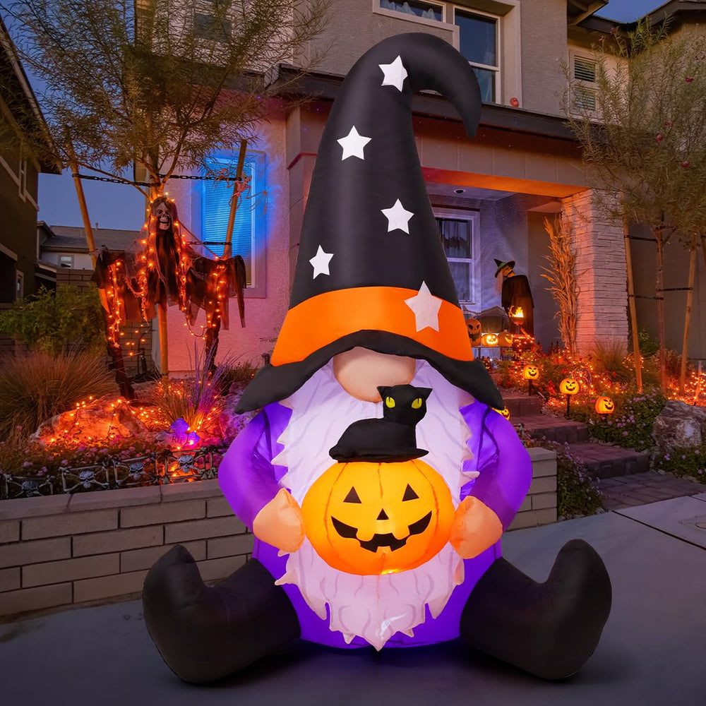 GOOSH front view of 5 ft gnome showing festive design and instant curb appeal