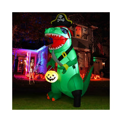 GOOSH front view pirate dinosaur inflatable showcasing bold design and easy setup