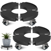 Goovilla front view of 2-pack plant stands showing sturdy platforms and wheels for mobility