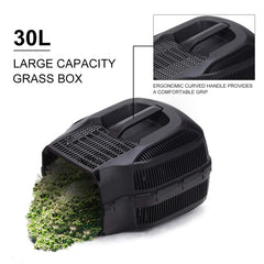 Goplus attached 30L grass bag collecting clippings to reduce emptying
