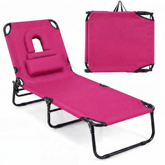 Goplus front view of open tanning chair showing adjustable recline and stable base