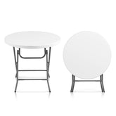 Goplus front view of round folding table shows stable surface and benefits portability