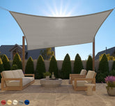 GORILLA GRIP front view of graphite shade sail showing coverage and cooling benefit