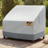 GORILLA GRIP front view of cover protecting a small patio chair, keeps furniture dry