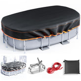GORISPI front view of 9x18ft oval pool cover showing full fit and protection