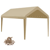 GOTRUTH front view of full beige 10x20ft canopy protecting vehicle