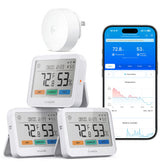 GoveeLife front view of three-pack showing compact sensors and packaging, easy multi-room setup