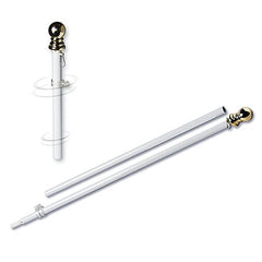 Grace Alley front view of 6 ft pole showing clean white finish and hardware benefit: clear display