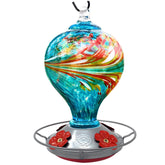 Grateful Gnome front view blue egg feeder showing vibrant color and curb appeal