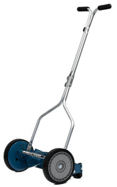 Great States front view of 14-inch reel mower showing compact deck and handle, highlights portability