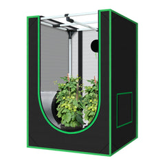 Green Hut front view showing compact 24x24x36 tent and secure zipper benefits