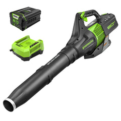Greenworks front view of blower showing power and design benefit
