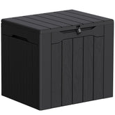 Greesum front view of deck box showing compact, lockable storage benefit