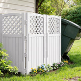 Greesum front view assembled screen neatly hides AC and improves outdoor look