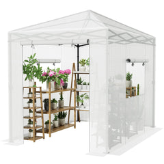 Greesum front view assembled greenhouse showing full walk-in access and protection