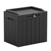 Greesum front view of black resin storage box showing compact design and tidy look